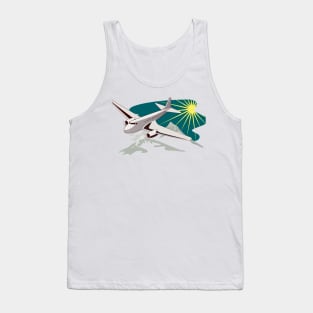 Vintage Propeller Airplane Flying over Mountain Tank Top